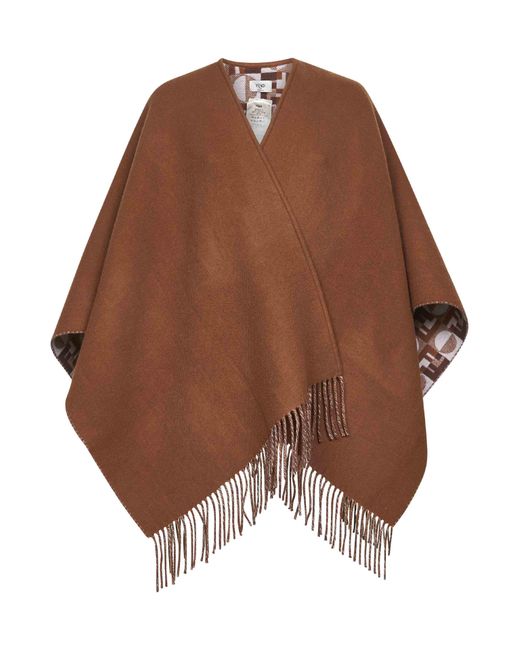 Fendi Brown Poncho Wool And Cashmere — Capes