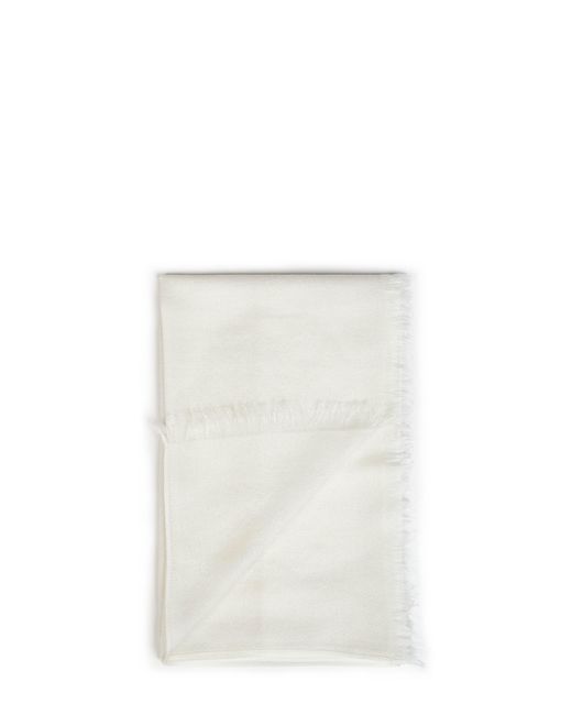Brunello Cucinelli White Ivory Cashmere And Silk Scarf