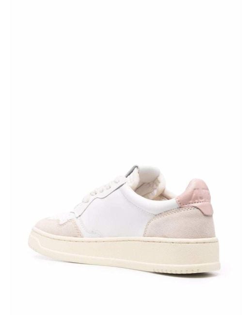 Autry White And Leather Low Sneakers With Logo