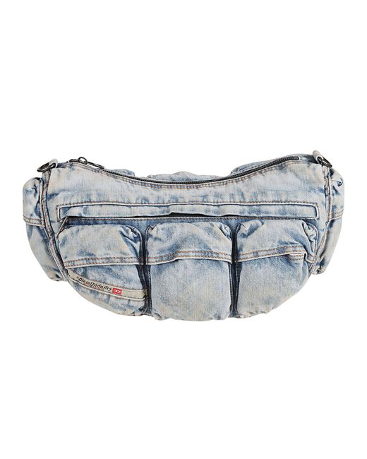 DIESEL Gray Re-edition Travel Denim Shoulder Bag for men