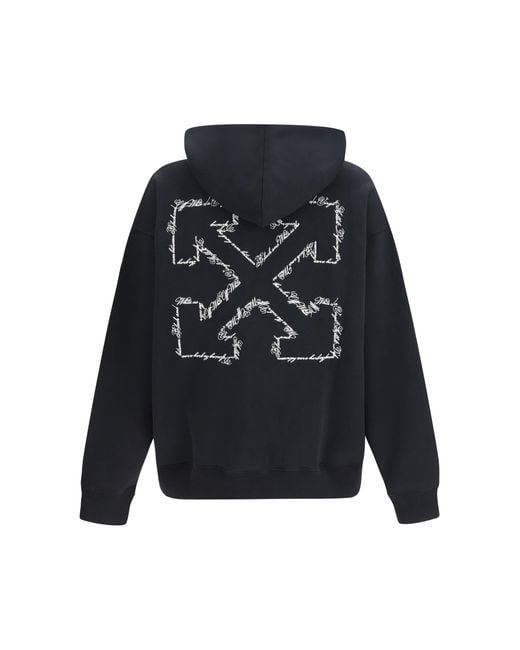 Off-White c/o Virgil Abloh Black Hoodie Script Arrow Diagonal Cotton Sweatshirts for men