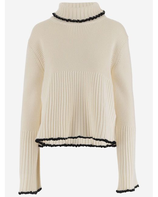 Jil Sander Natural Wool Blend Sweater Virgin Viscose Polyamide