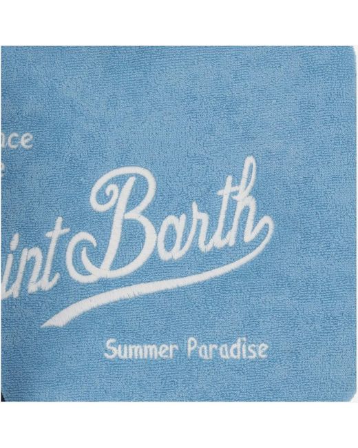 Mc2 Saint Barth Blue Fabric Clutch Bag With Logo