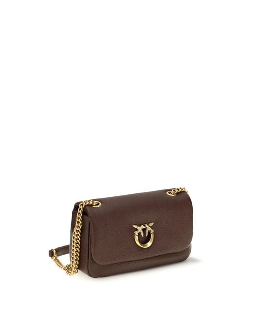 Pinko Brown Medium Love Bag Click Soft Horizontal Shoulder Calf Leather Bos Taurus