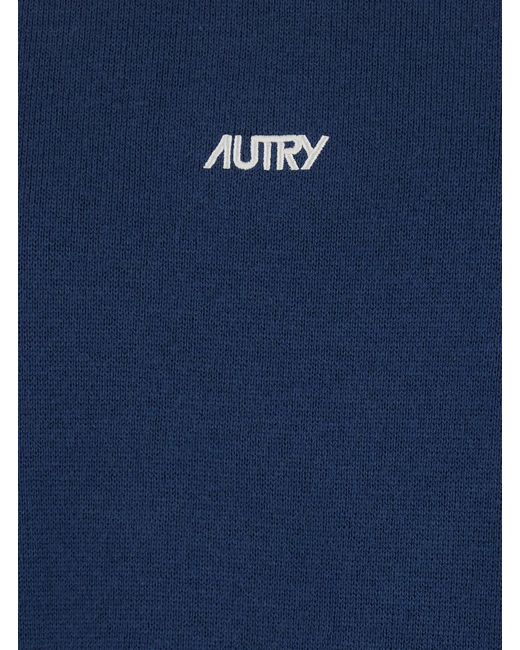 Autry Blue Polo Shirt With Contrast Collar And Logo On Front for men