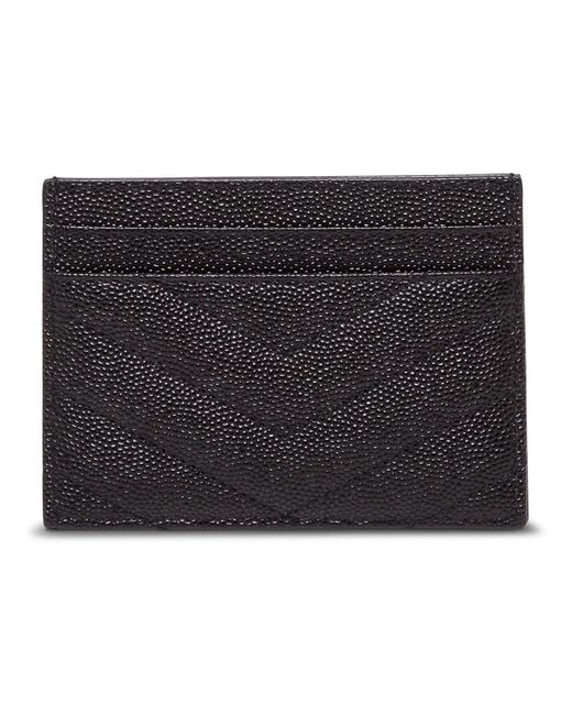 Saint Laurent Black Card Holder Quilted Leather Calfskin Accessory