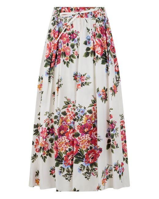 Dolce & Gabbana Red Long Poplin Skirt, Cotton