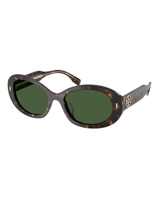 Tory Burch Green 53Mm Oval Sunglasses