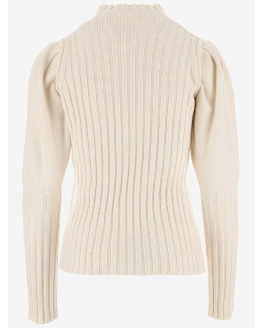 Chloé Natural Cashmere Sweater With Balloon Sleeves