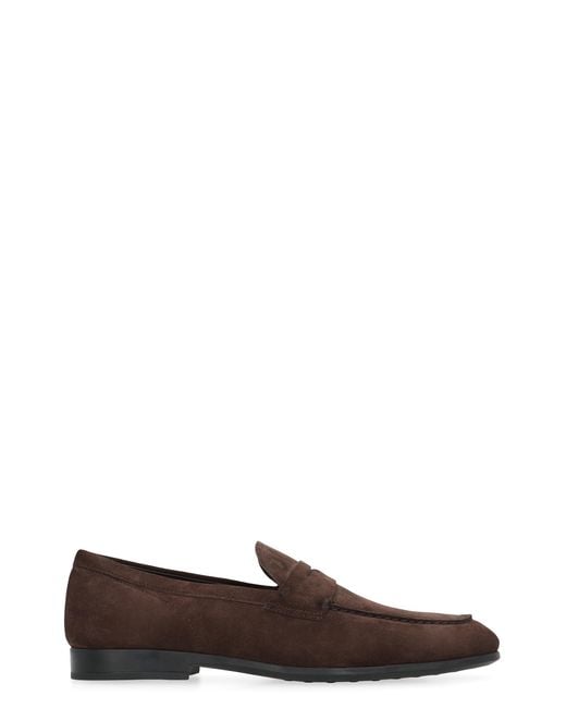 Tod's Brown Suede Loafers Calf for men
