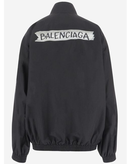 Balenciaga Black Cotton Blend Jacket Polyamide for men
