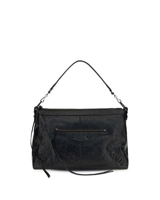 Balenciaga Black Le City Moto Medium Shoulder Bag Lamb Ovis Aries for men