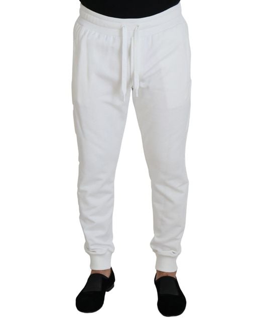 Dolce & Gabbana White Elegant Cotton Sweatpants for men