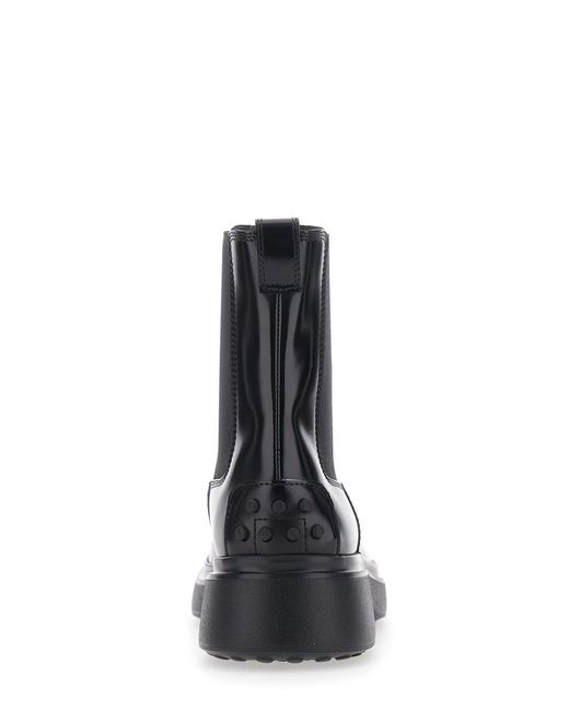 Tod's Black Ankle Boots Leather Blend Sheep