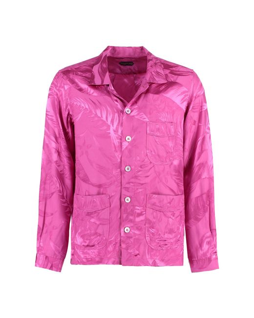 Tom Ford Pink Printed Viscose Shirt for men