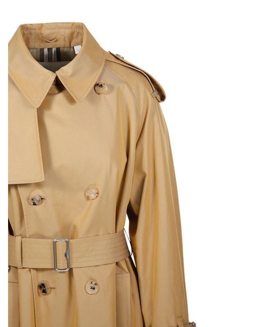 Burberry Natural Kensington Heritage Double Breasted Belted Trench Coat