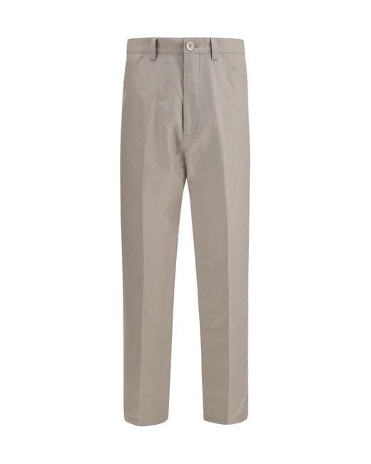 Brunello Cucinelli Gray Tailored Pants Cotton With Belt Loops Cotton; Elastane for men
