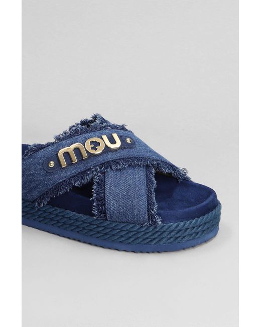 Mou Blue Crisscross Slipper-Mule