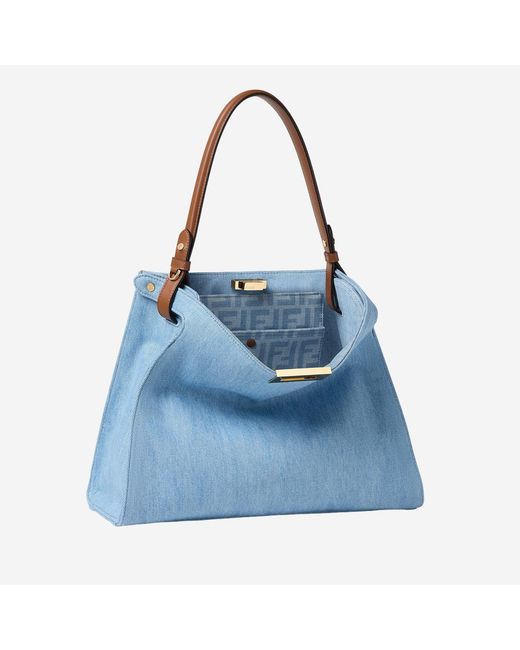 Fendi Blue Shoulder Bag Way Cotton
