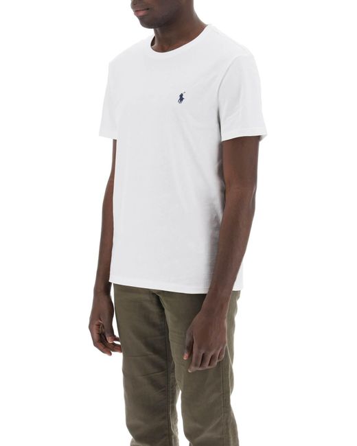 Polo Ralph Lauren White Custom Fit T-shirt With Logo Embroidery for men