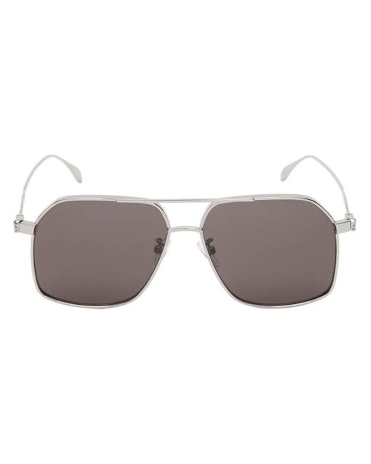 Alexander McQueen Gray Skull Angle Caravan Sunglasses for men