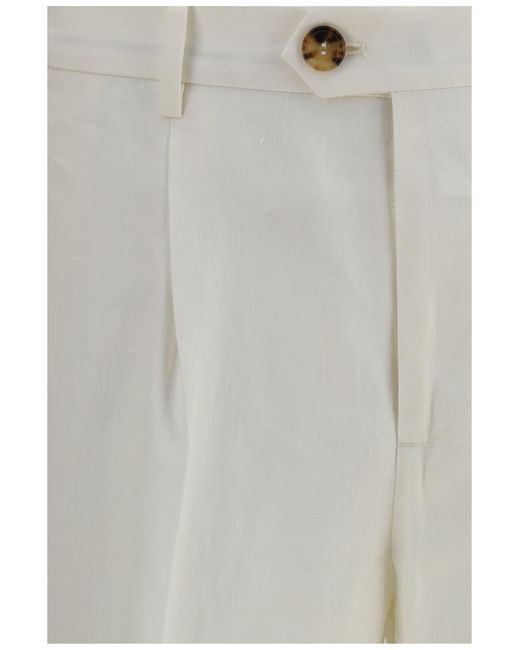 Brunello Cucinelli Gray Tailored Linen Trousers for men