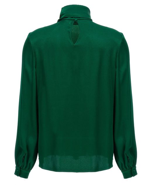 Alberta Ferretti Green Satin Blouse Shirt, Blouse