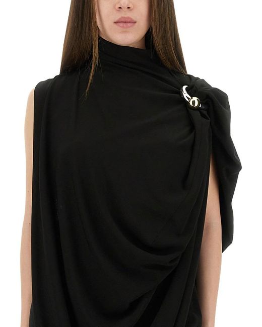 Jean Paul Gaultier Black Draped Dress With Piercings
