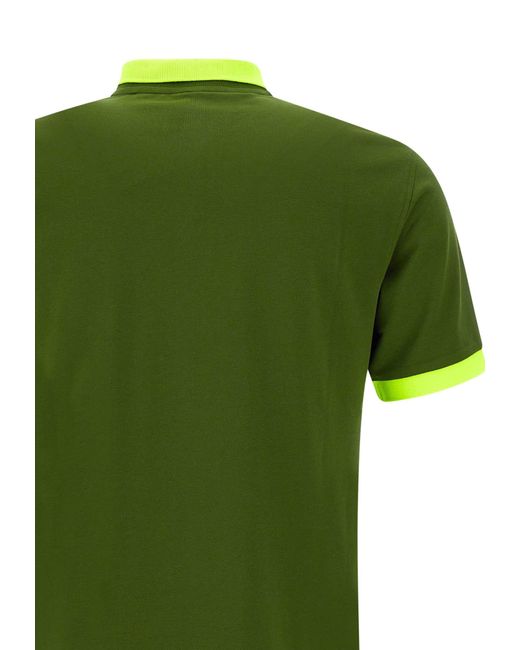 Sun 68 Green Big Stripe Cotton Polo Shirt for men