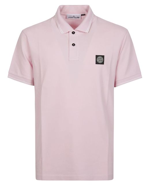 Stone Island Pink Short Sleeve Slim Polo Shirt for men