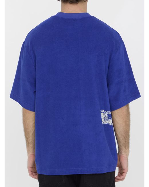 Burberry Cotton Terry T-shirt in Blue for Men | Lyst