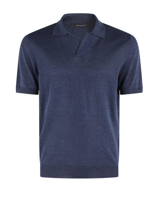 Tagliatore Blue Cotton Knit Polo Shirt for men