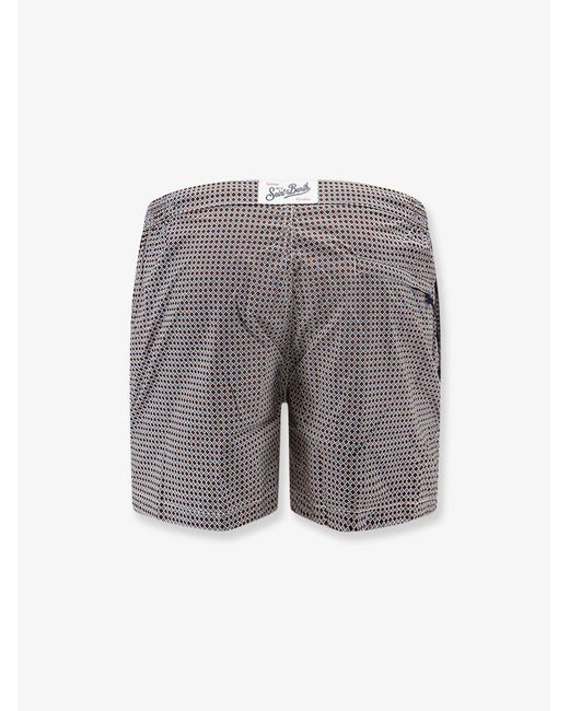 Mc2 Saint Barth Gray Nylon Swim Shorts With Micro-Pattern for men
