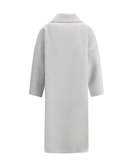 Aftercoat White Double-breasted Long Coat