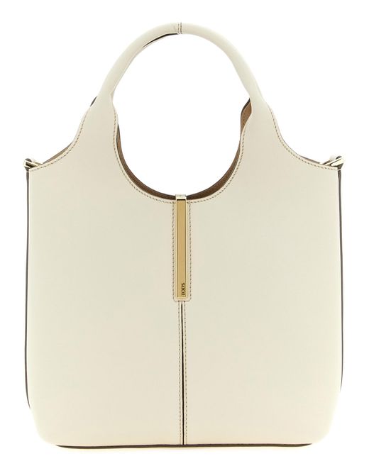 Tod's Natural Mini Metal Plate Shopping Bag
