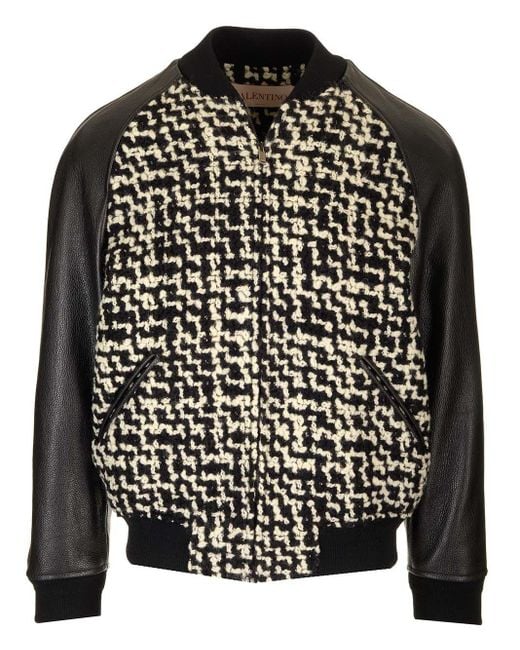 Valentino Black Wool Tweed Bomber for men