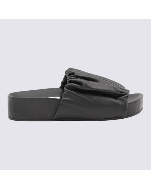 Jil Sander Black Leather Slides