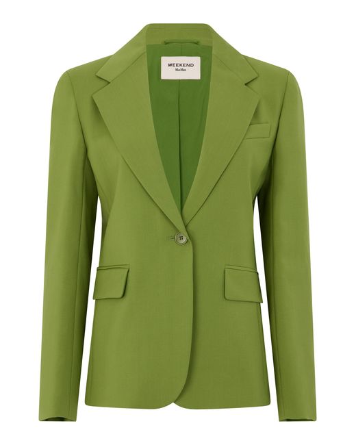 Weekend by Maxmara Green Single-Breasted Jacket Virgin Wool Blazers