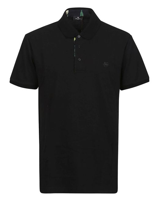 Etro Black Roma Short Sleeve Polo Shirt for men