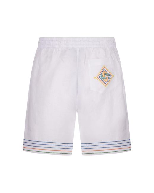 Casablancabrand White Le Fil De La Musique Linen Shorts for men