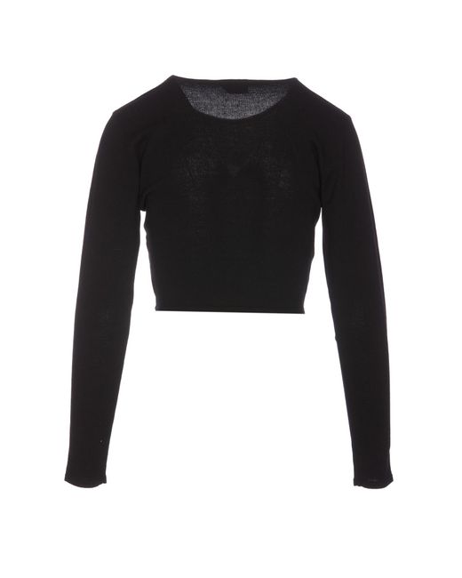 Elisabetta Franchi Black Cropped Top With Ring