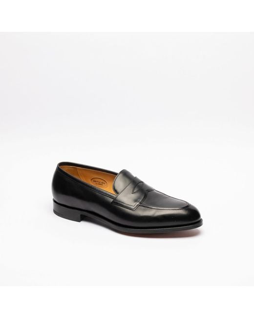 Edward Green Piccadilly Black Calf Penny Loafer for Men | Lyst
