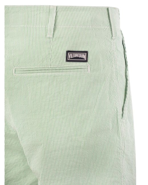 Vilebrequin Green Micro Striped Cotton Bermuda Shorts