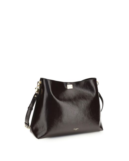 Dolce & Gabbana Black Large Vittoria Leather Shoulder Bag Calf Bos Taurus