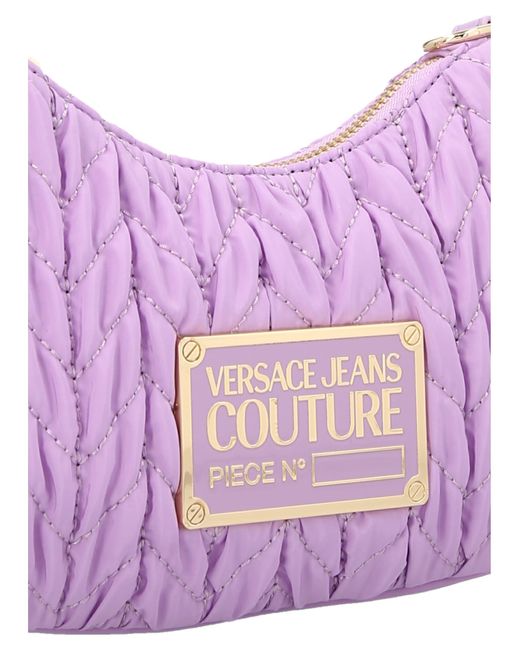 Versace Purple Logo Matelassé Shoulder Bag