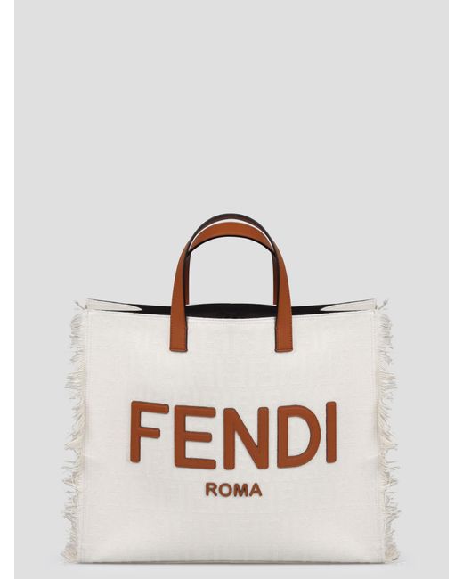Fendi White Ff Shopper Bag for men