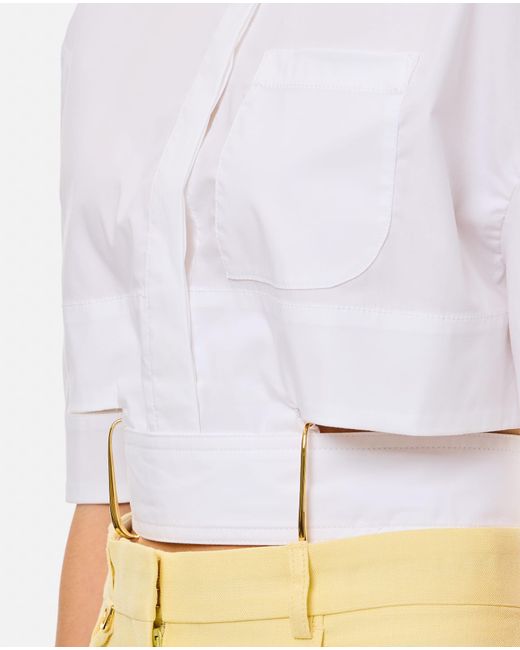 Jacquemus White Croppped Cotton Shirt