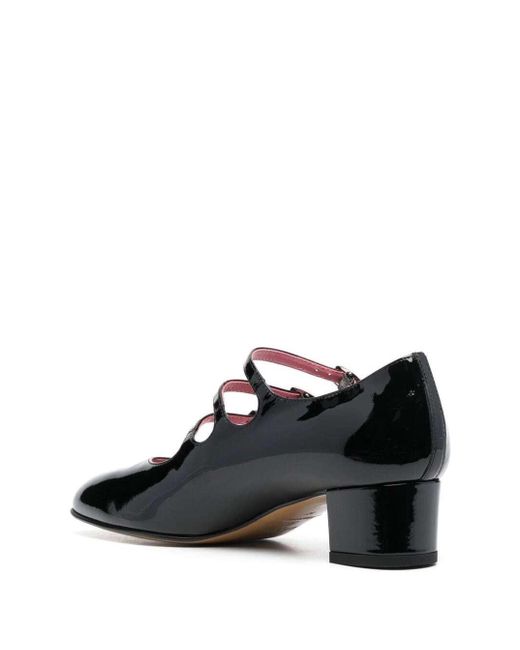 CAREL PARIS Kina Black Mary Janes With Straps And Block Heel In Patent Leather