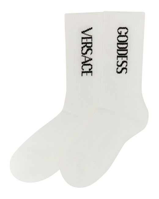 Versace White Socks With Logo