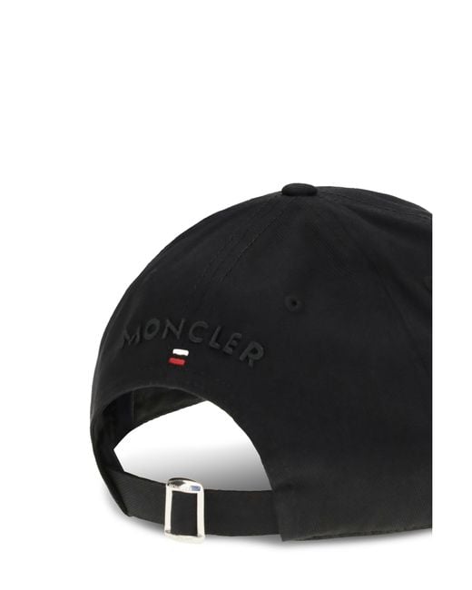 Moncler Black Baseball Cap With Tricolour Logo for men